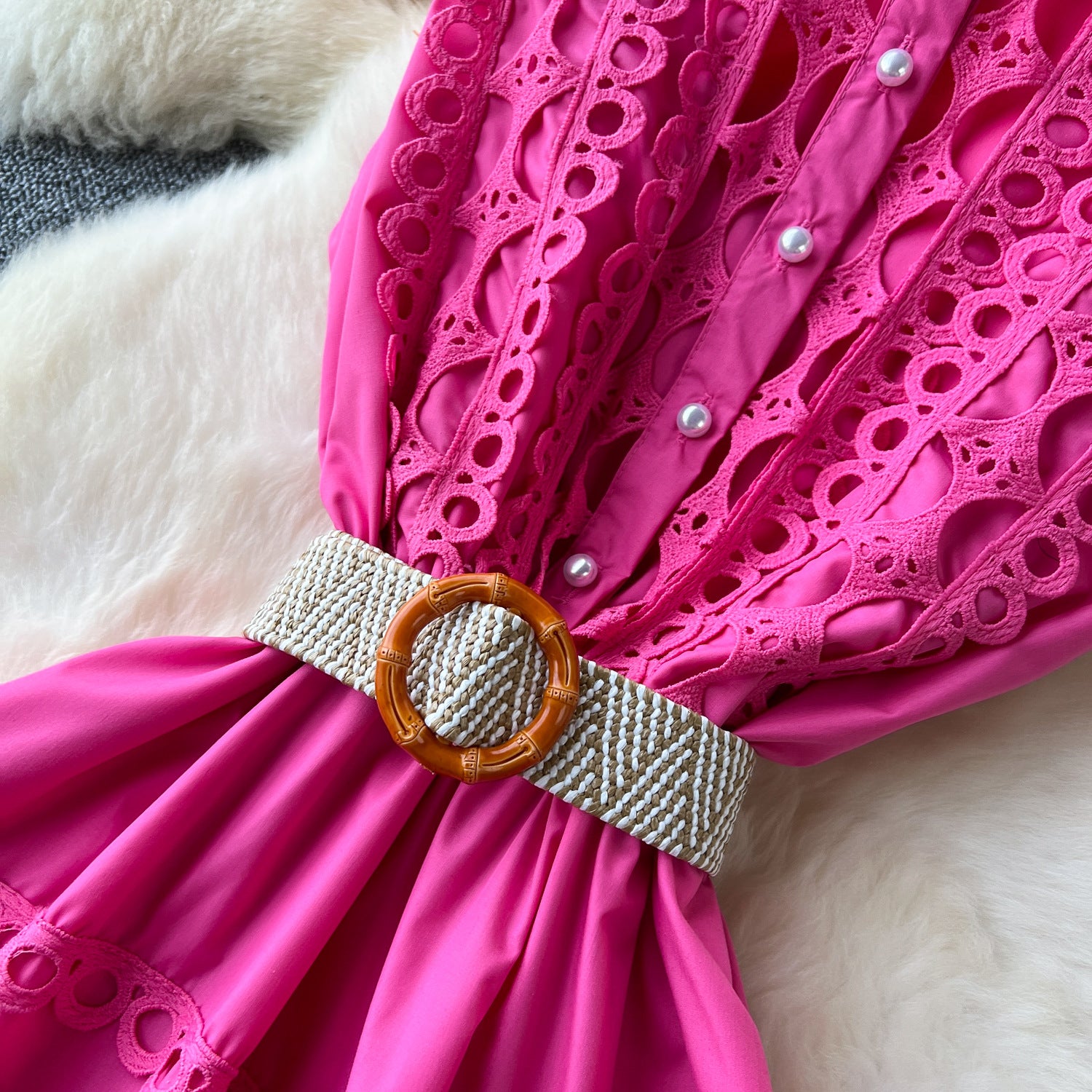 Women Vintage French Elegant Cutout Lace Patchwork Sleeveless Dress 21