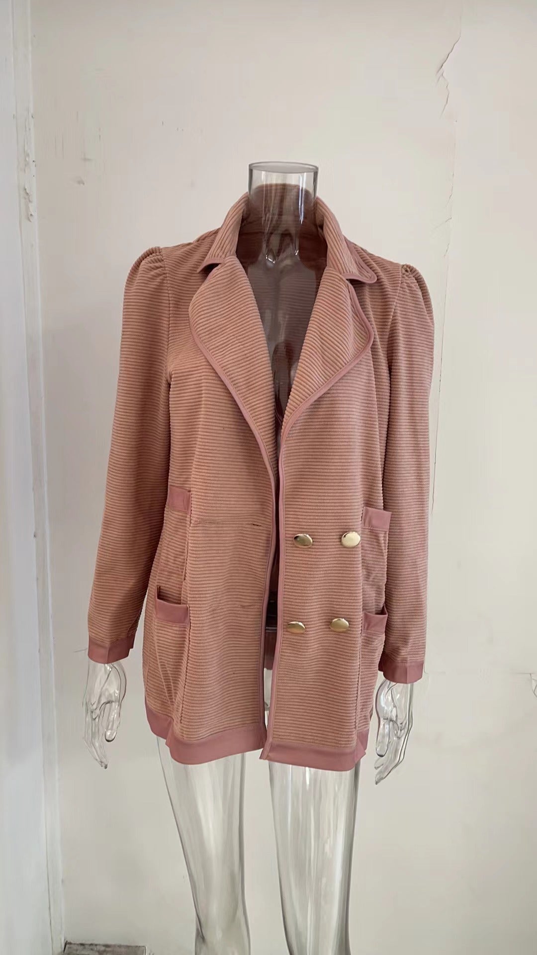 Women's Short Texture Casual Top Long Sleeve Jacket Autumn Winter Women 10