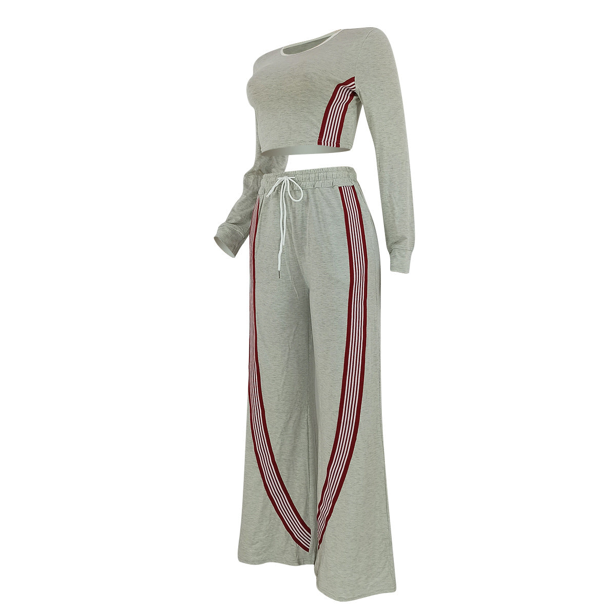 Women's Fashion Casual Long Sleeve Top & Side Striped Sporty Pants Two-Piece Set 16