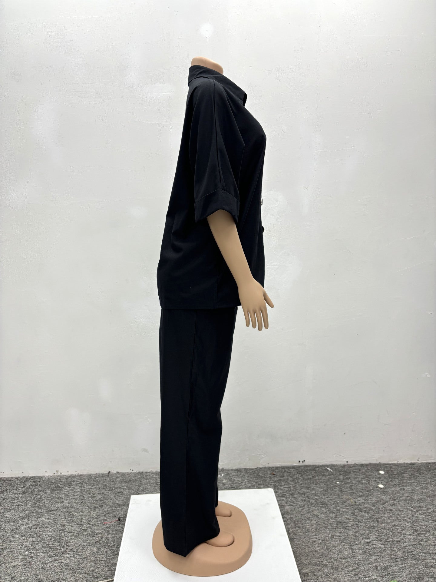 Fashion Spring Summer Casual Shirt Wide Leg Trousers Women Two-Piece Set 8