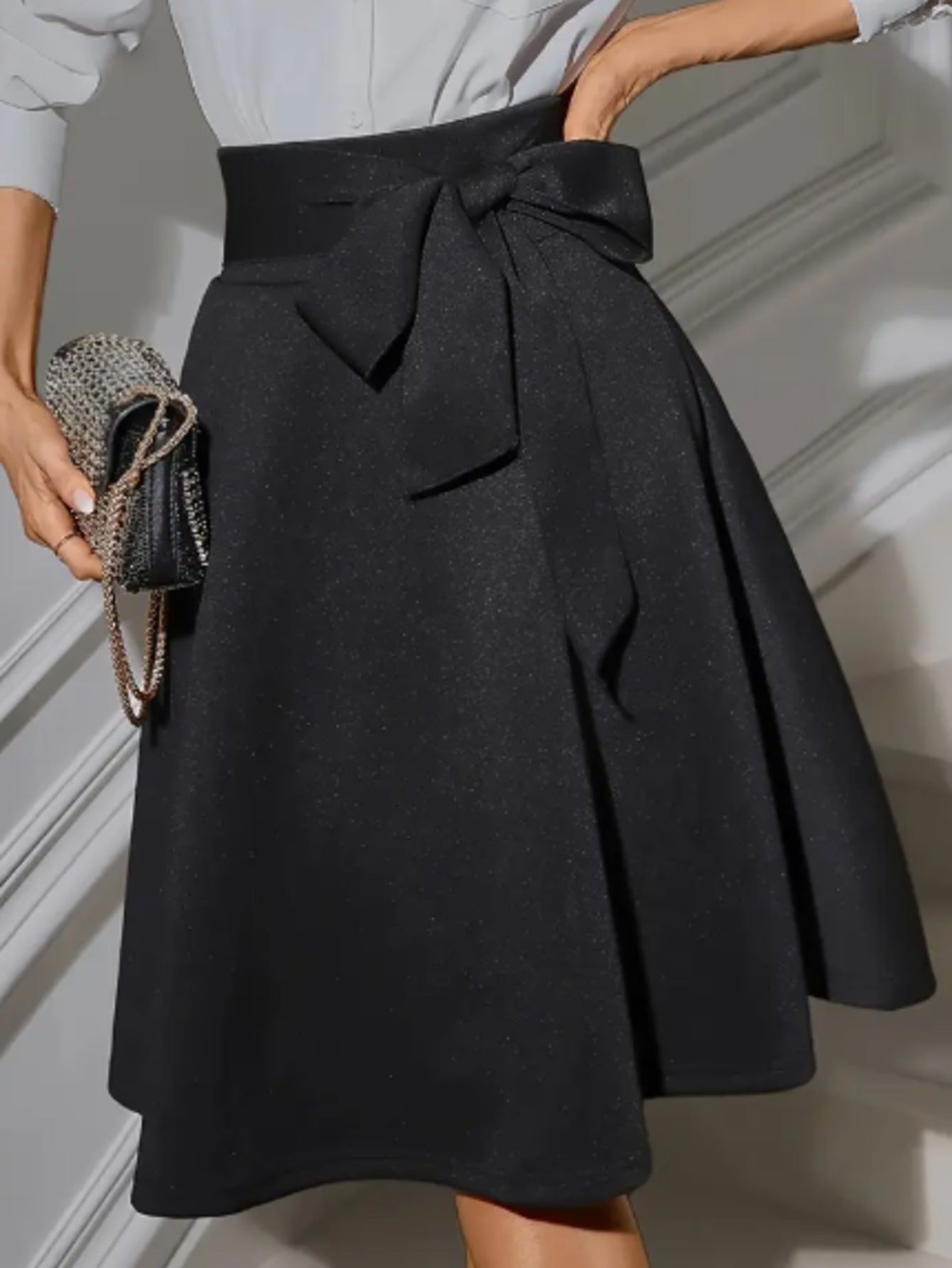 Women's Fashion Elegance Belt Solid Color Skirt 6