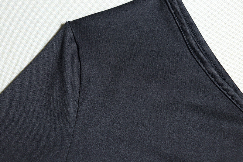 Solid Color Slash Shoulder Long Sleeve Tight Fitting Bodycon dress 14