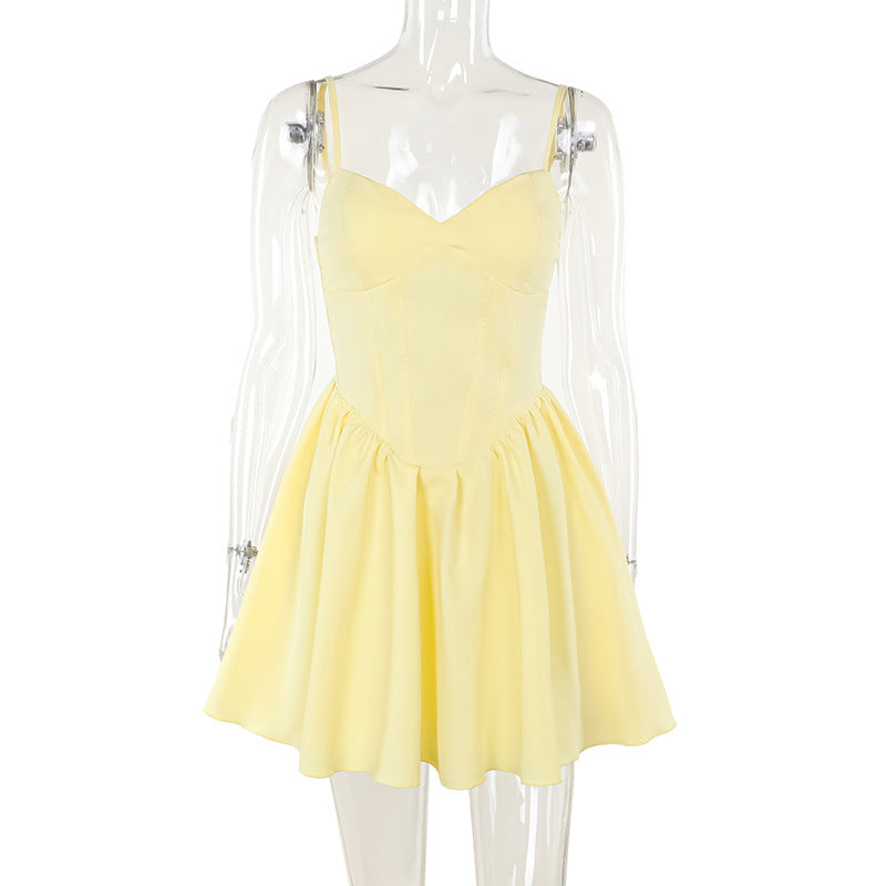 Women Sexy Summer Slim Waist Strap A-Line Mini Dress 6