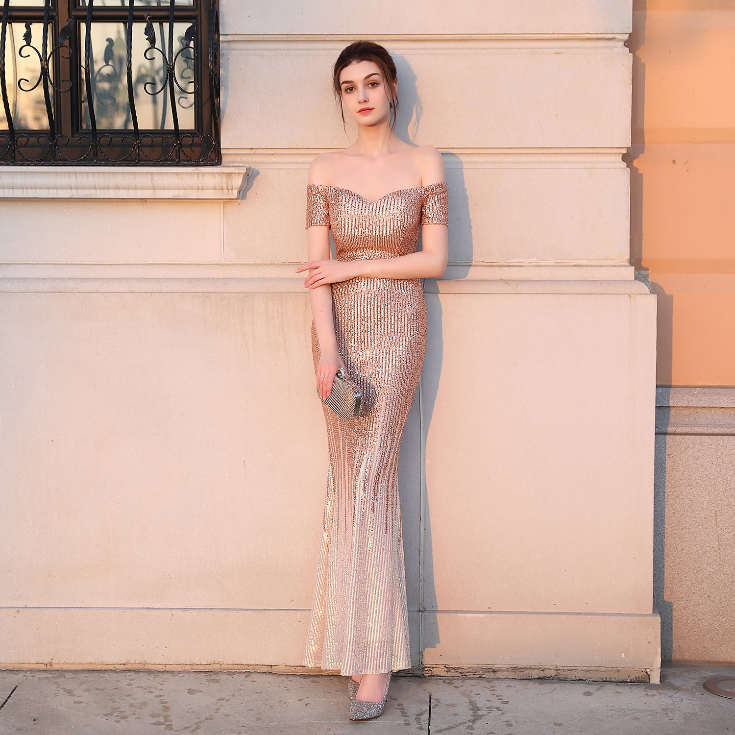 Sexy Off Shoulder Sequin Fishtail Long Dress Mermaid Evening Dress 8