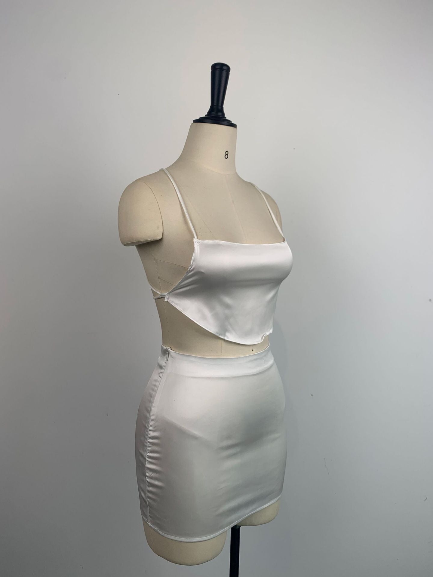 Women Sexy Pleated Backless Camisole and Bodycon Skirt Two-Piece Set 10