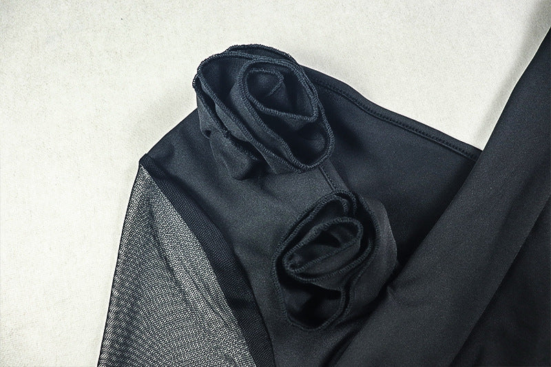 Solid Color Women's Slim Slash Shoulder Long-Sleeve Short Bodycon Dress 10