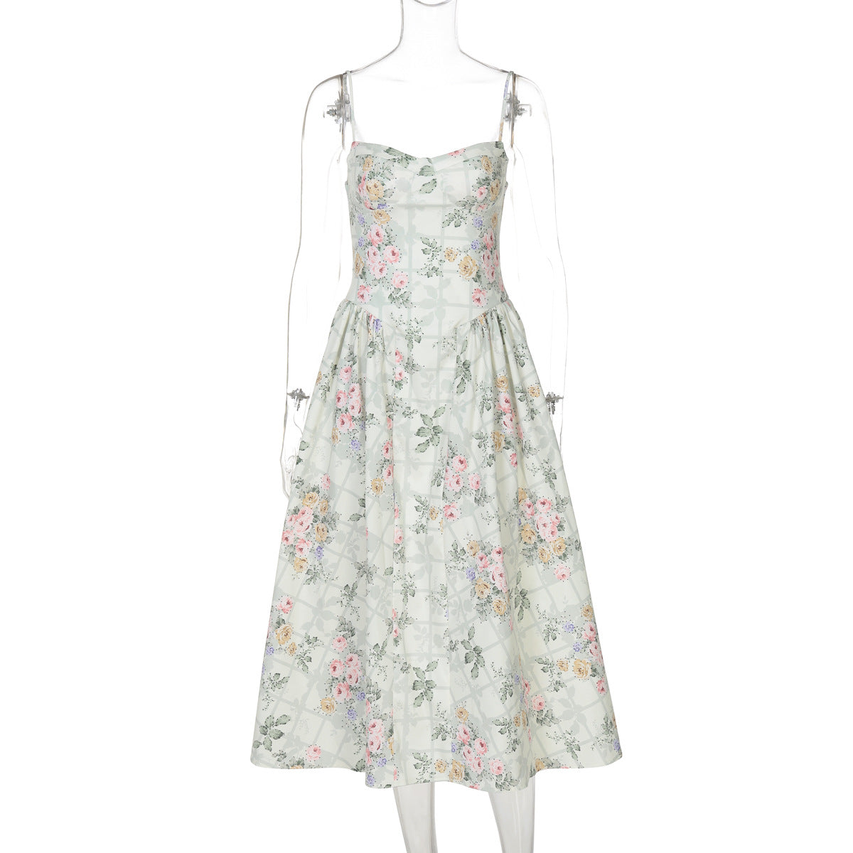 Summer Women's Chic Sexy Slim Waist Floral Strap Dress 6