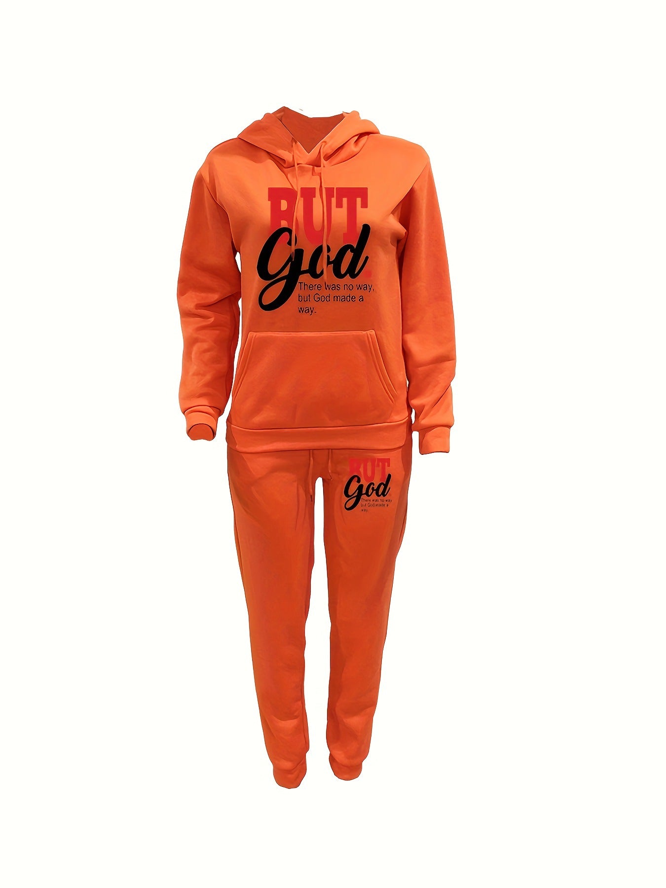 Women's Two-Piece Casual Printed Fleece Hoodie Pants Set 23