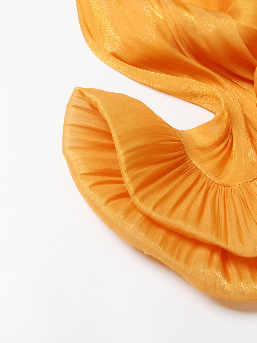 Summer Round Neck Ruffle Tie-Waist Party Cocktail Dress 14