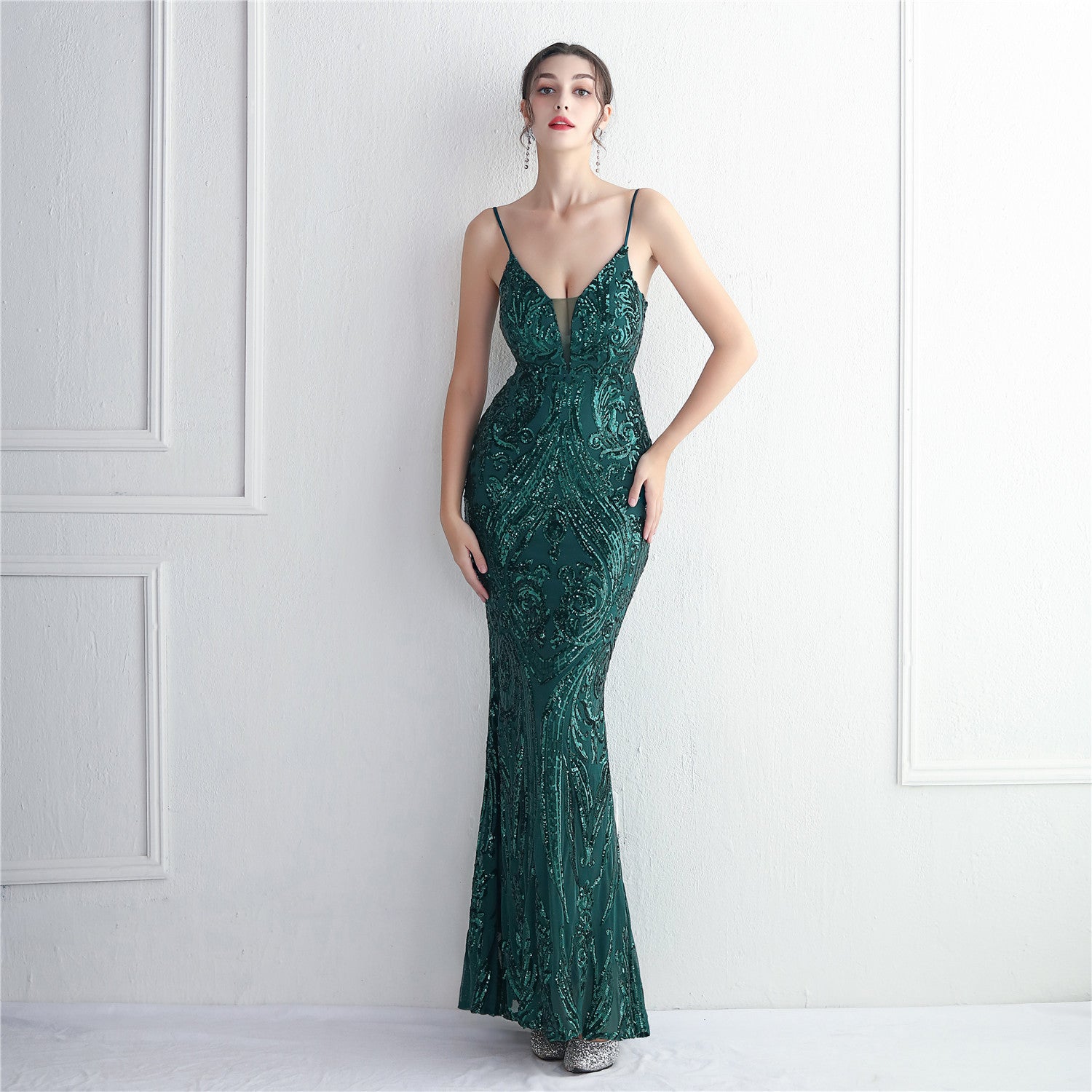 Plus Size Women Luxury Sequin Formal Party Evening Dress 9