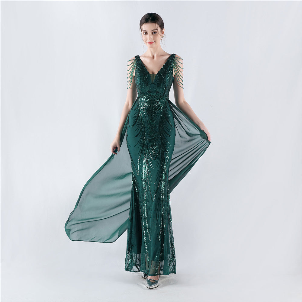 Plus Size Women Sequined Formal Party Maxi Evening Dress 8