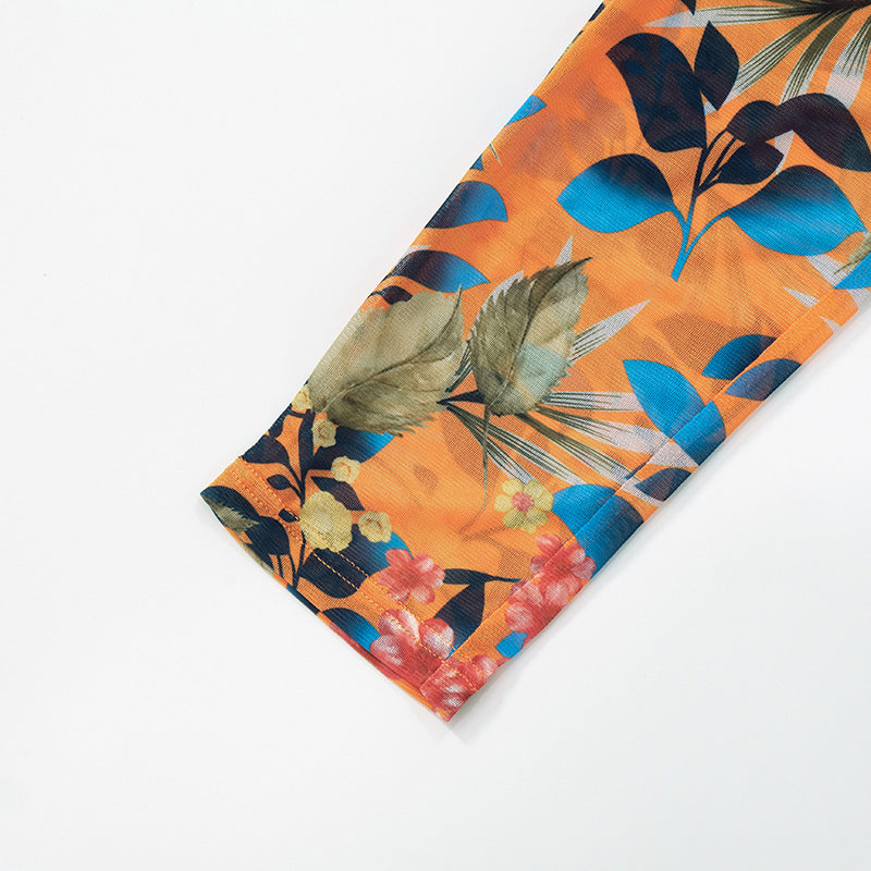 Women Sexy Rainforest Print Mesh Pants 16