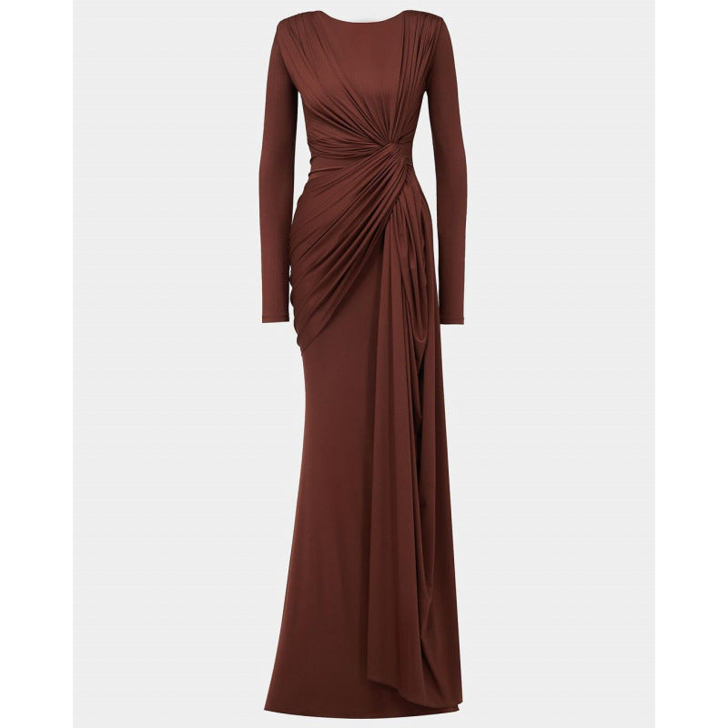 Women Fall Round Neck Bodycon Long Sleeve Dress 7