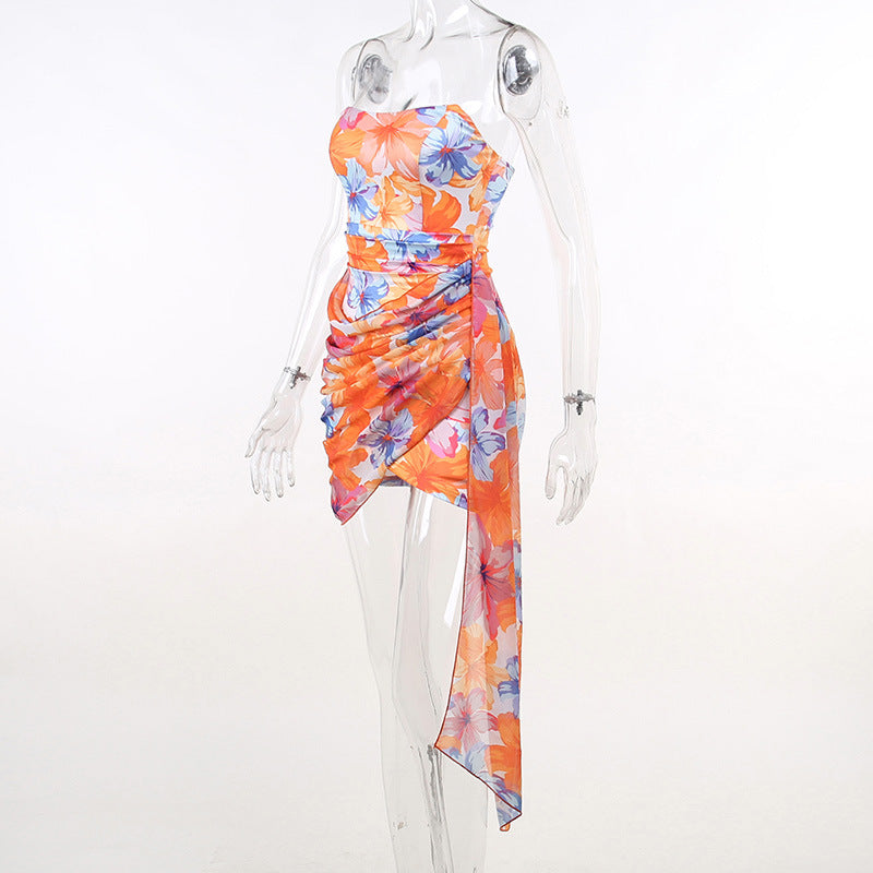 Women's Summer Sexy Sleeveless Printed Short Skirt Beach Dress 8