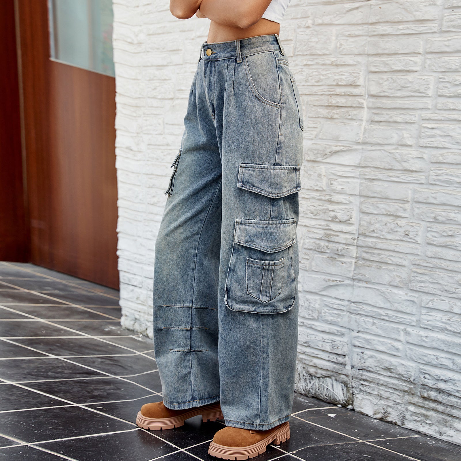 Women's Summer Loose Denim Cargo Pants