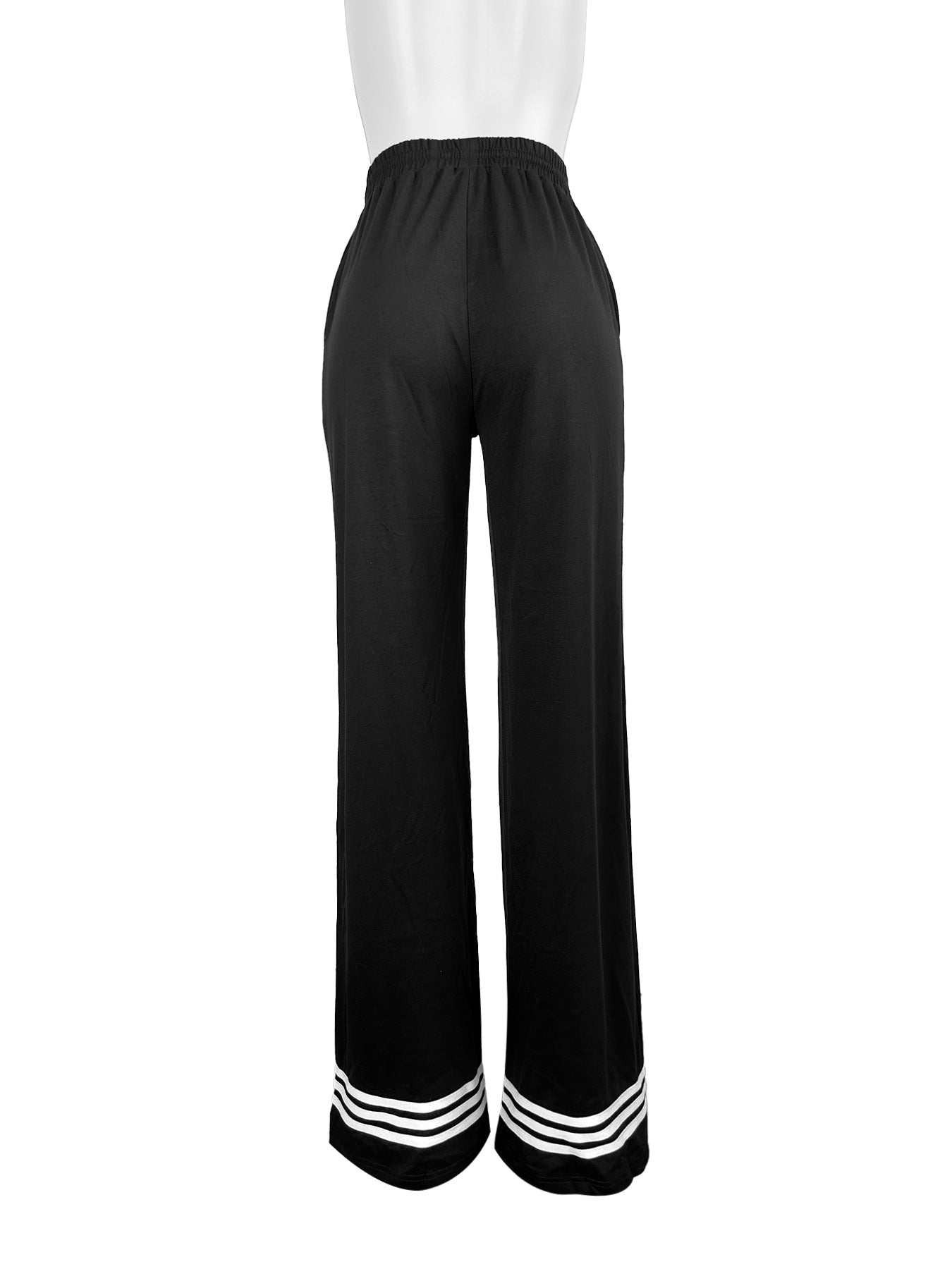 Casual Women's Loose Stripe Contrast Pocket Wide Leg Pants 11