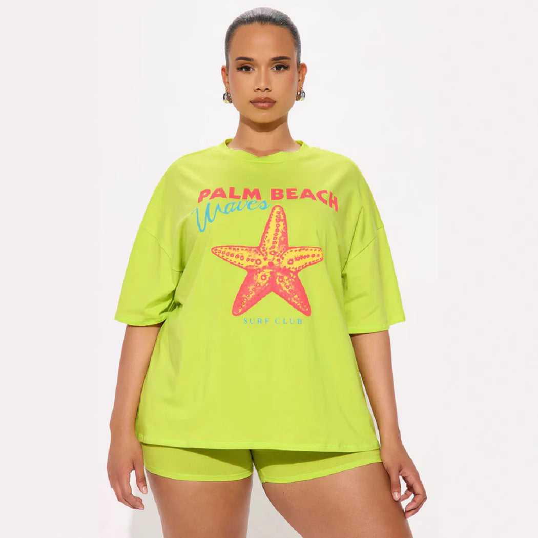 Short Sleeves Casual Holidays Beach Loose Two-piece Shorts Set 4