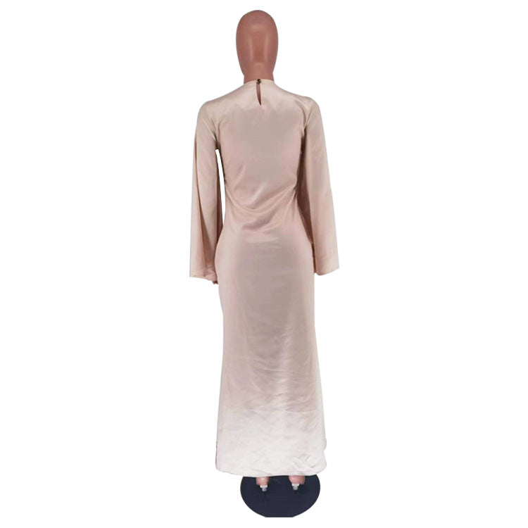 Women's Fashion Elegant Solid Color Satin Long Dress 17