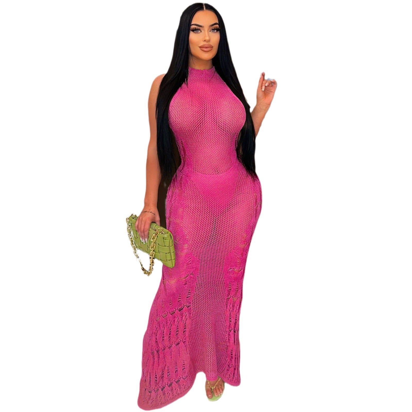 Women Dress Sun Protection Shirt Beach Long Dress Knitting Dress 42