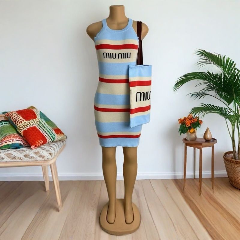 Knitting Autumn Fashion Strappy Bodycon Dress(With Bag）