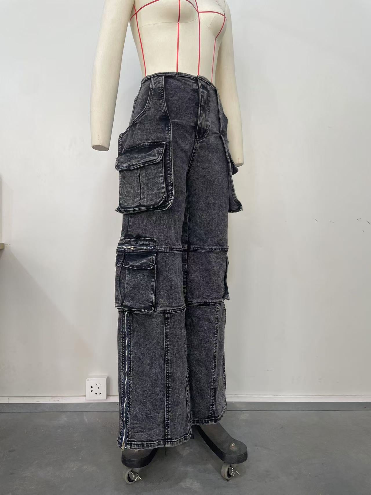 Stylish Casual Patchwork Multi-Pocket Denim Pants 17