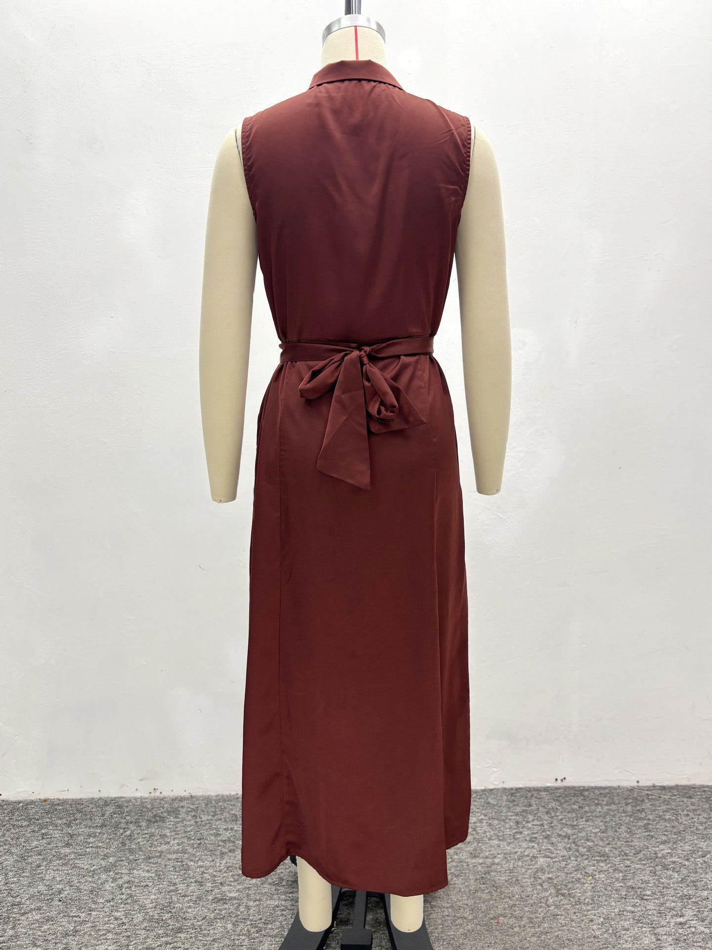 African Women's Loose Elegant Belt Slim Fit Vest Dress Plus Size Trendy Maxi Dress 11