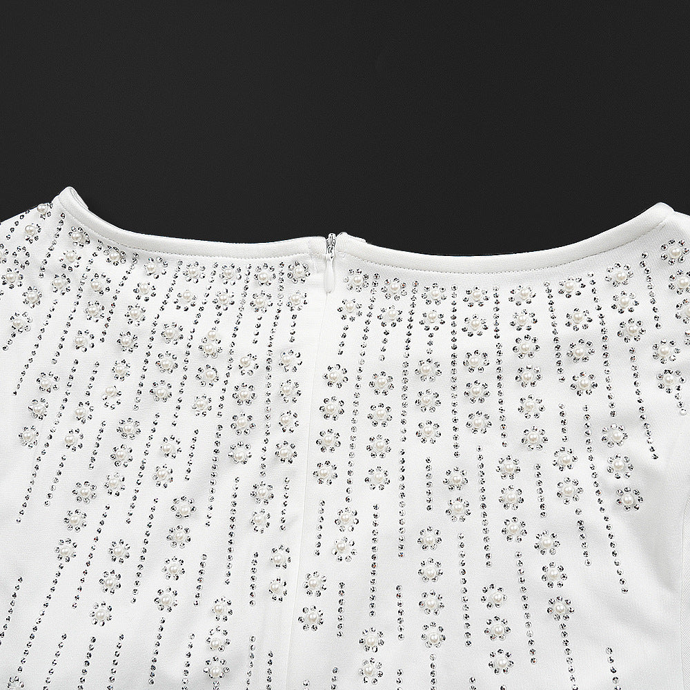 African Plus Size Women's Fashion Beaded Gown Solid Color Dress 13