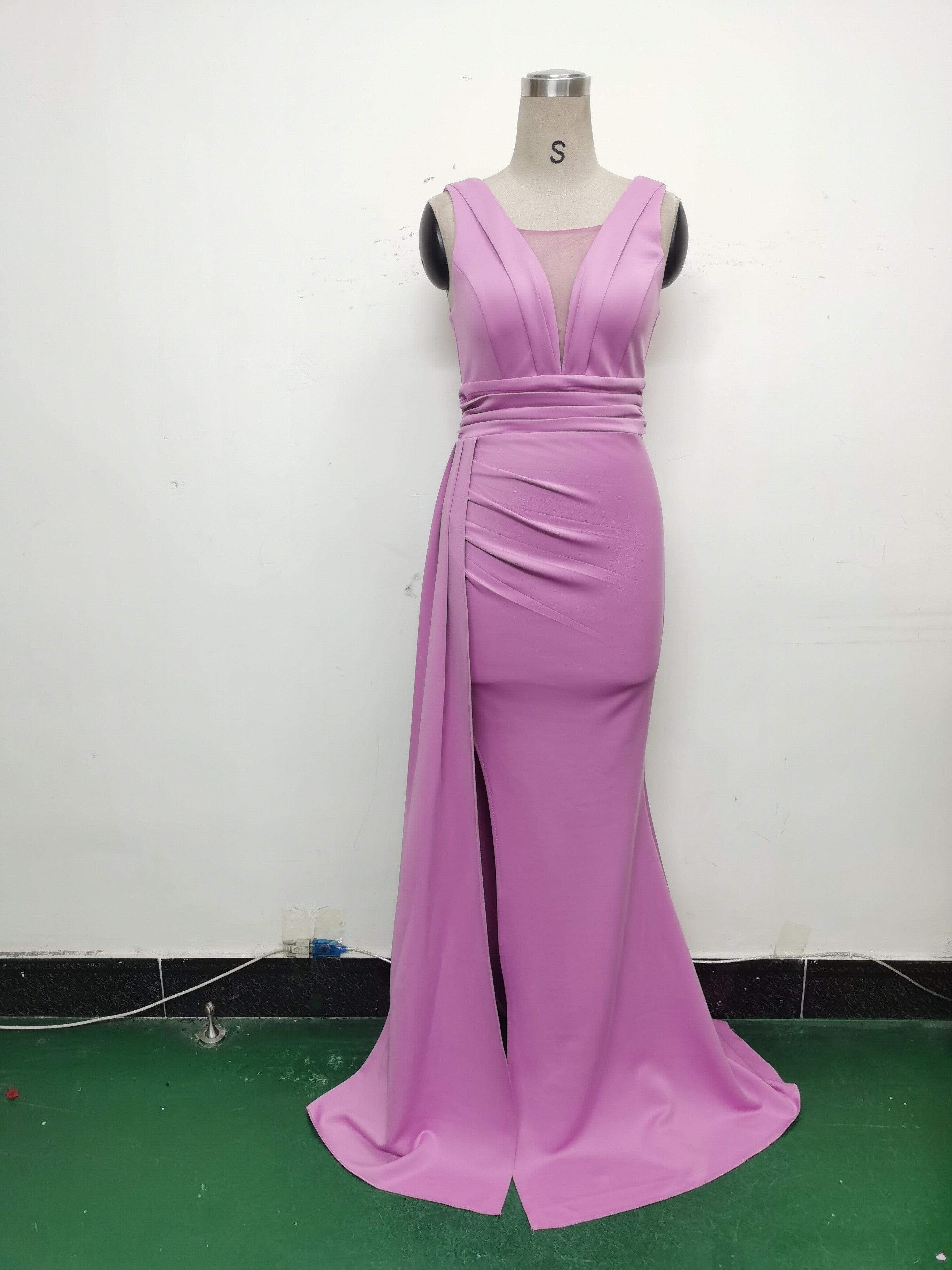 Women Pleated Satin Evening Dress 32