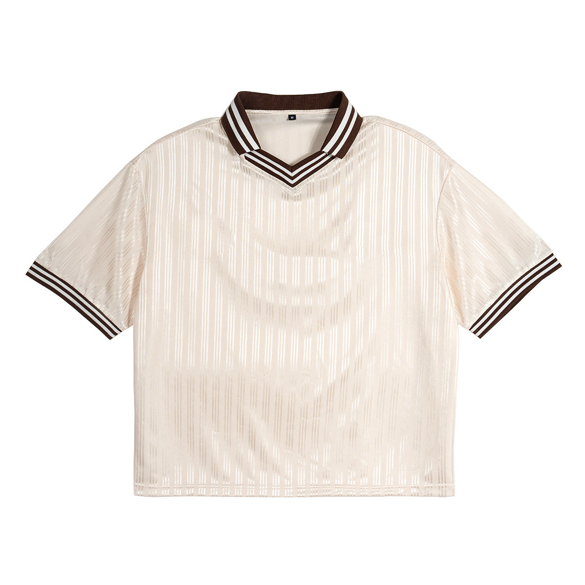 Men's Summer Polo Shirt Color Block Jersey Trendy Loose V-Neck Short Sleeve T-Shirt 4