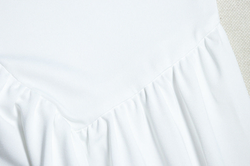 Women's Solid Color Sexy Off Shoulder Slim Top Pleated Skirt Trendy Two Piece Set 10