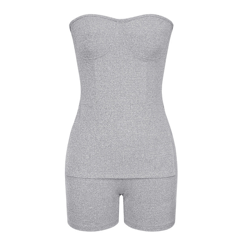 Knitting Ribbed Summer Solid Color Fashion Casual Suit 34