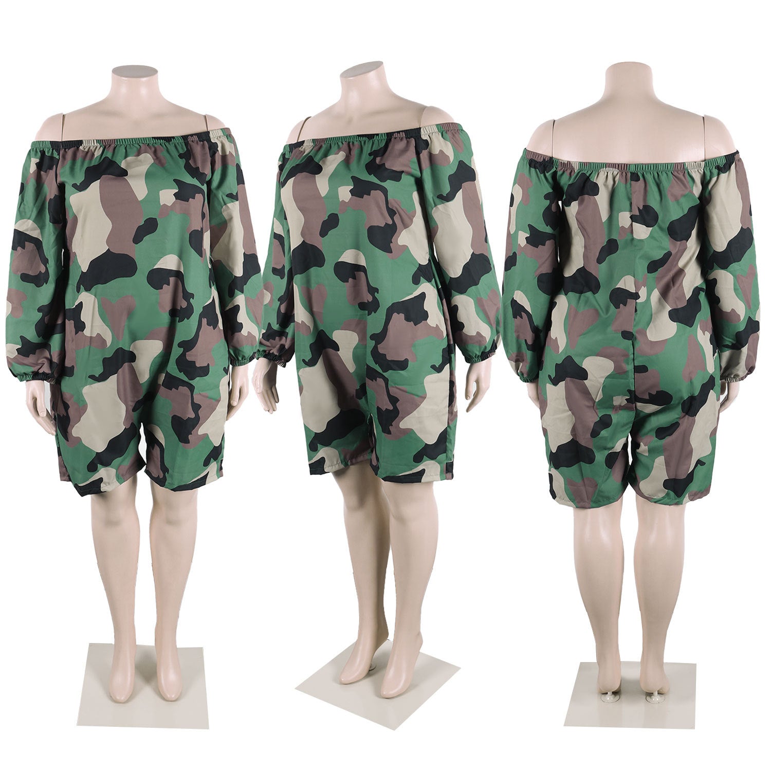 Sexy Casual Print Off Shoulder Plus Size Jumpsuit 22