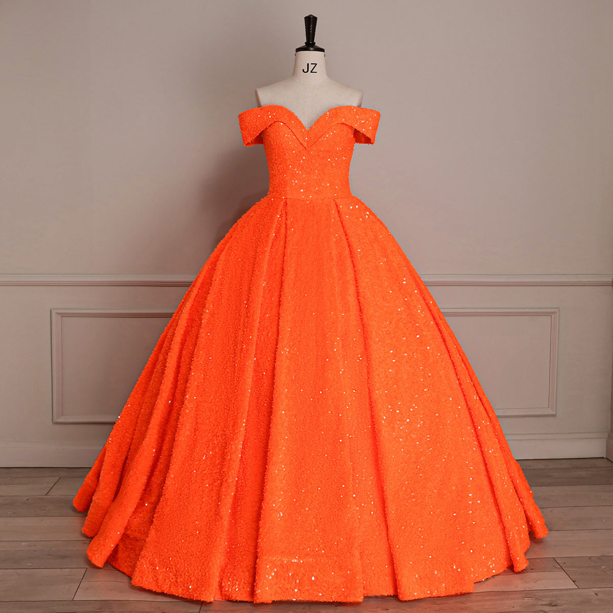 Bride Wedding Dress Women's Sequins Ball Gown Off Shoulder Puffy Evening Dress 18