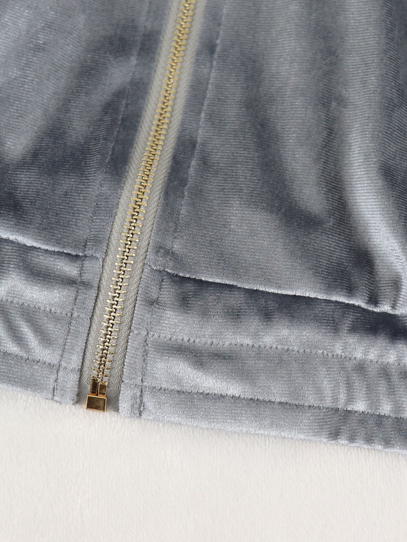 Women Long Sleeve Turndown Collar Zipper Top and Pants Two Piece Set 8