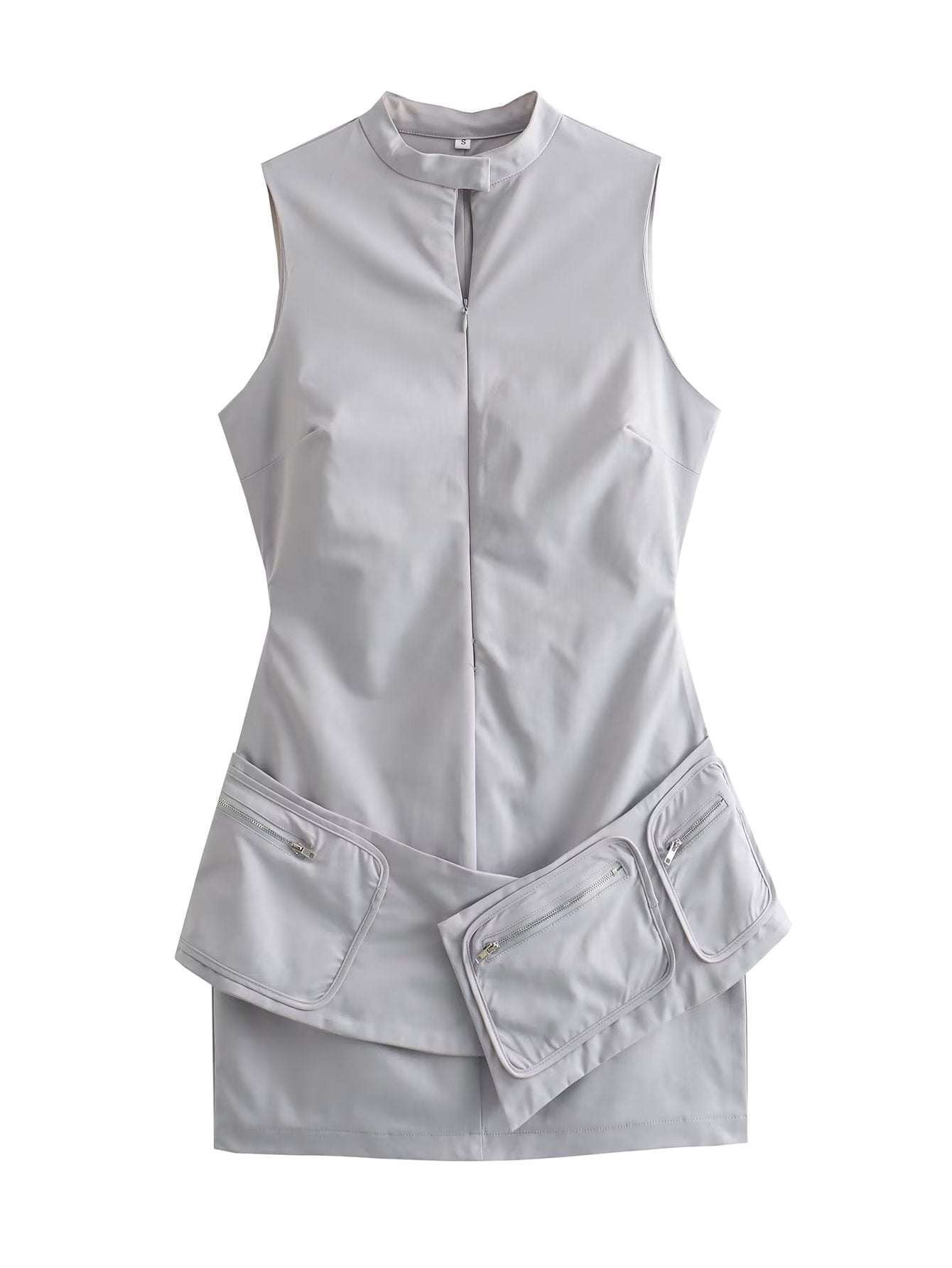 Autumn Women pocket belt Mini dress 5