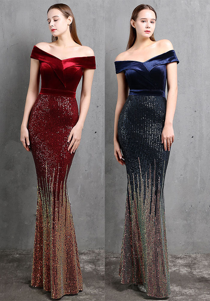 Summer Upper Strapless Sequin Mermaid Evening Dress