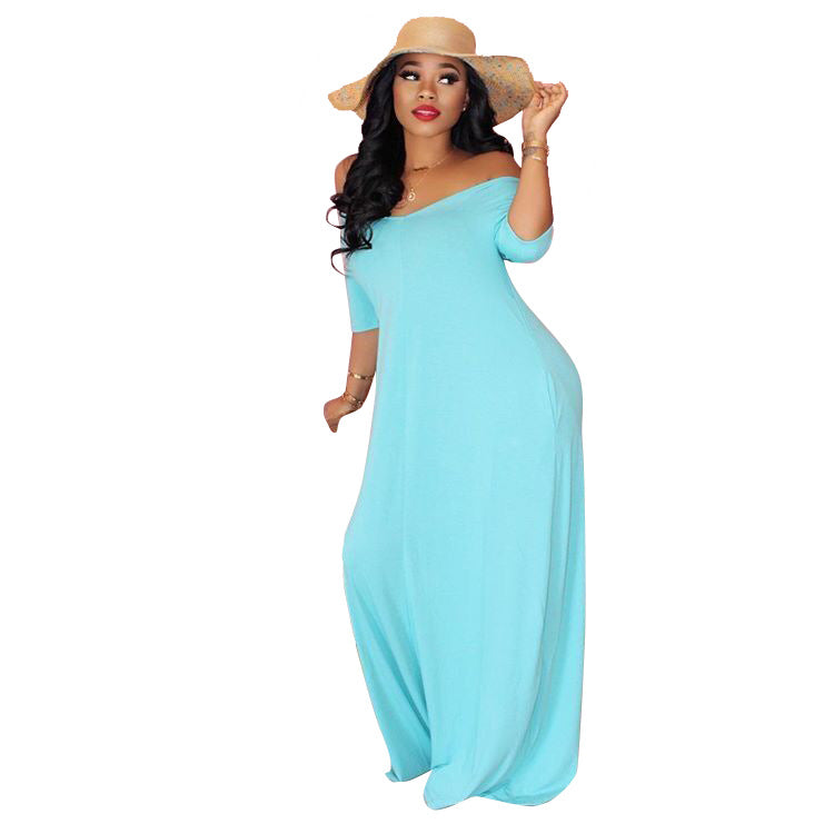 Women's Casual Pretty Color Short Sleeve Maxi Dress 7