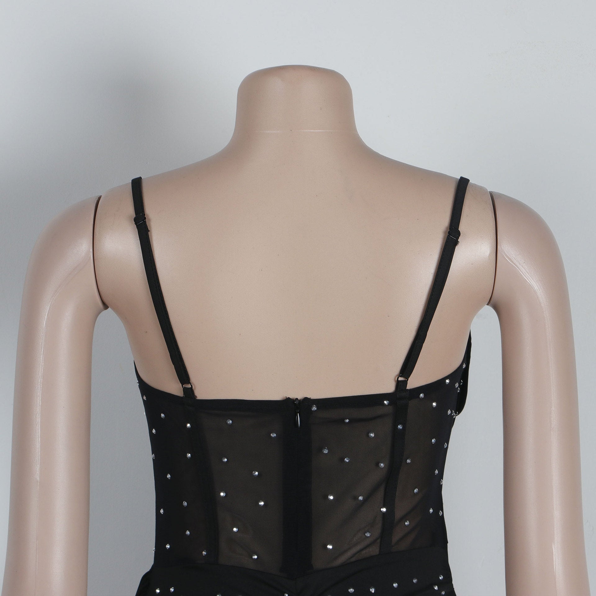 Sexy Slim Beaded Patchwork Sling Pleated Bodycon Dress 23