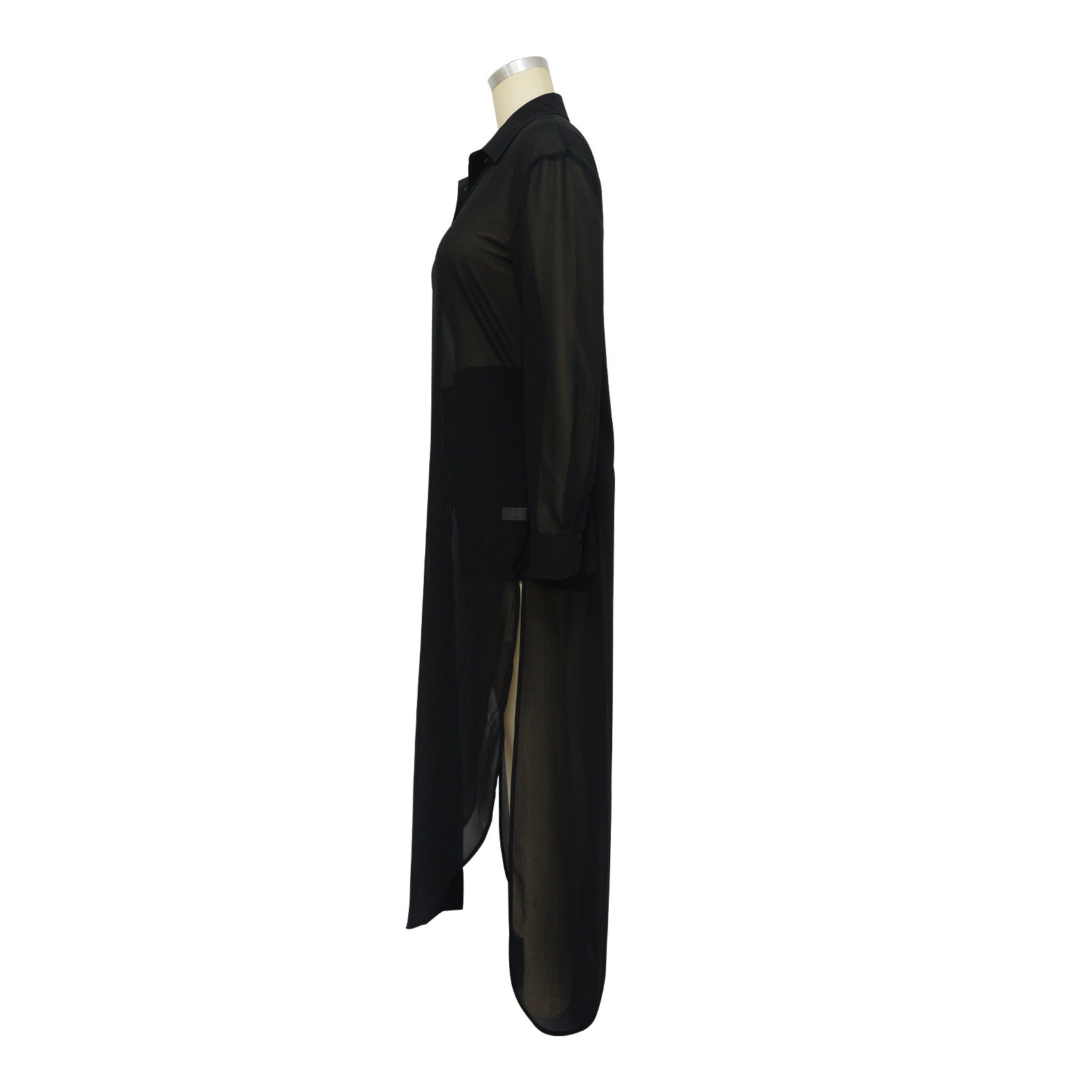 Women See-Through Solidchiffon Long Shirt and Shorts Two-Piece Set 21