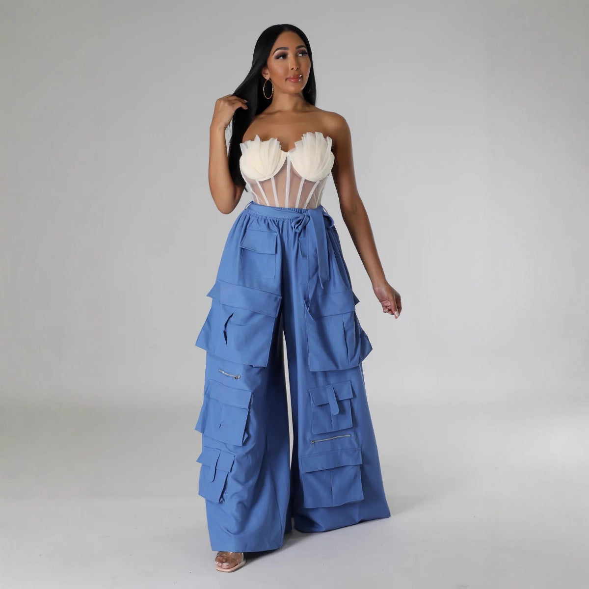Women's Trendy Multi-Pocket Wide-Leg Pants
