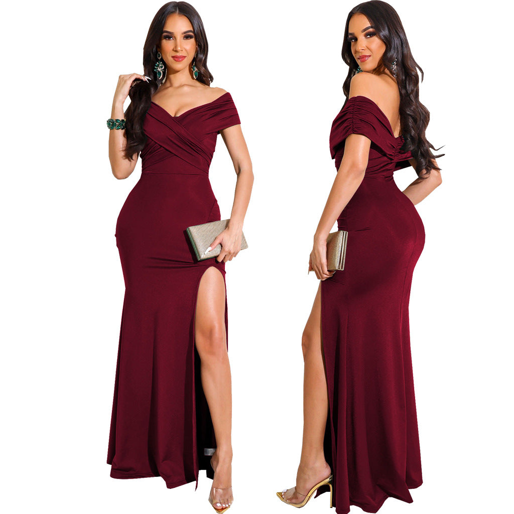 Women Sexy V-Neck Sleeveless Slit Long Dress 4