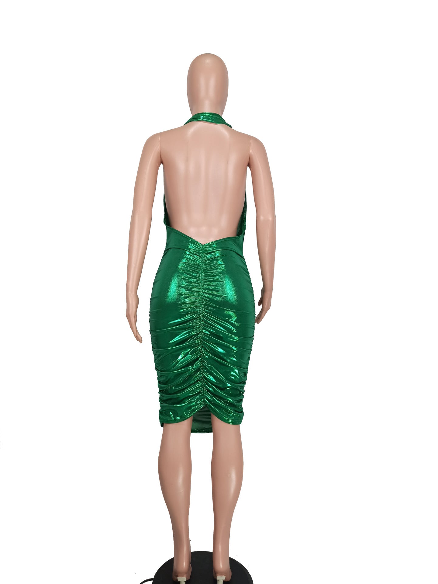 Ladies Sexy Low Neck Low Back Shiny Dress 20