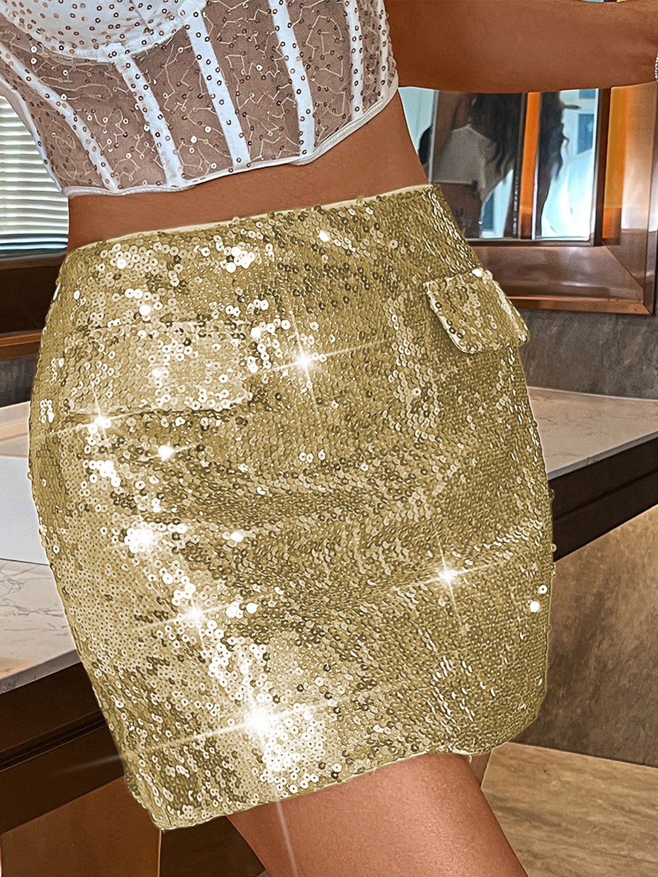 Summer women's Sexy sequined nightclub skirt 16