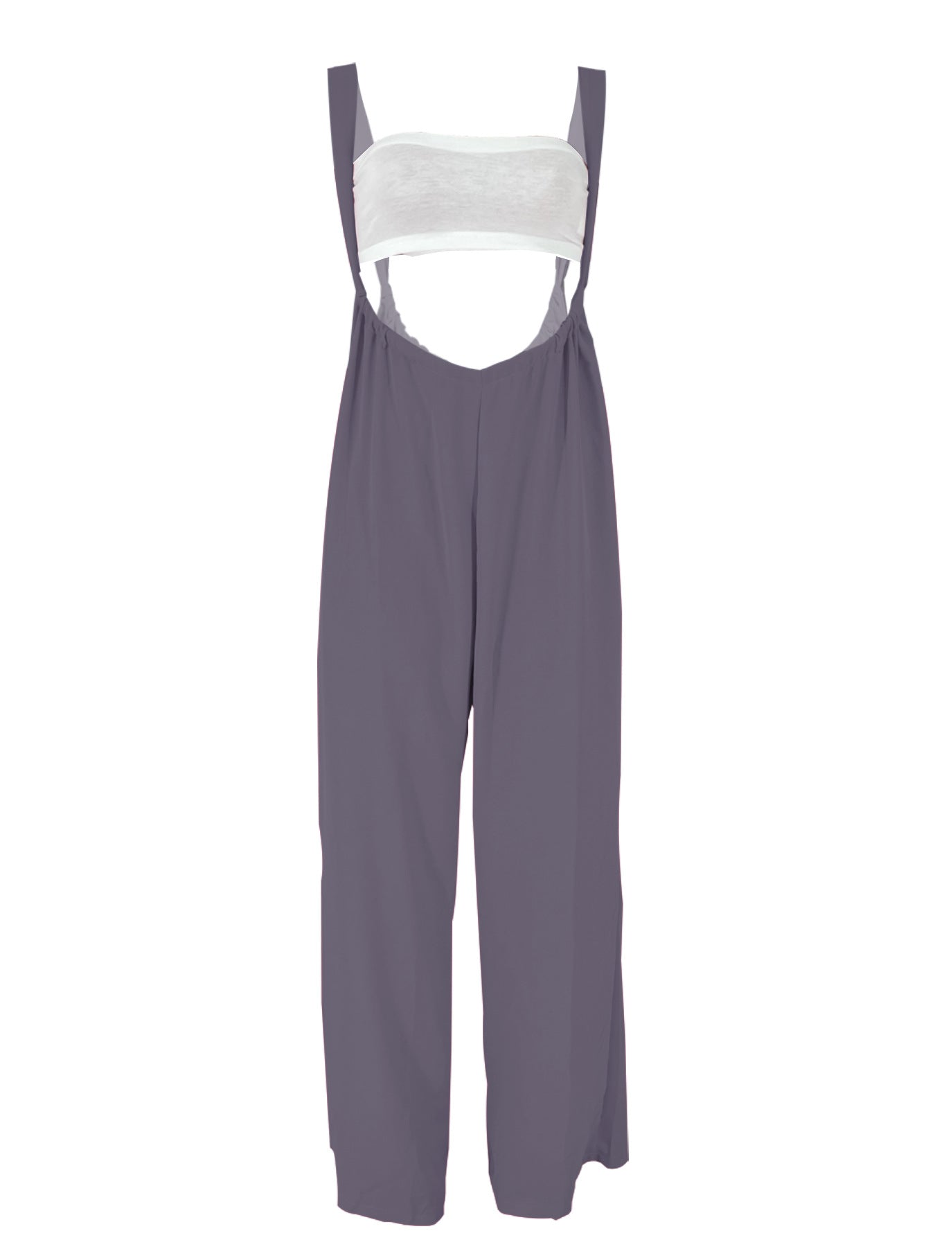 Drawstring Suspenders Wide Leg Trousers Strapless Crop Top Two-Piece Set 44