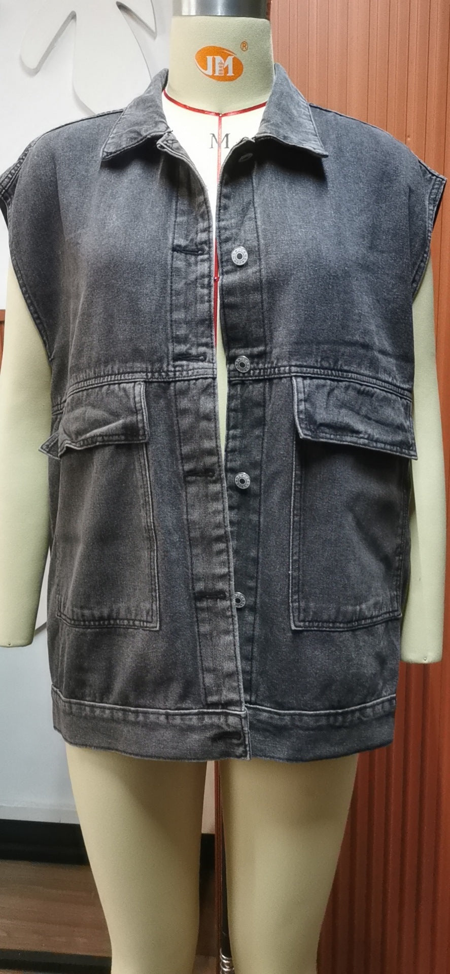 Women Fashion Loose Denim Vest 16