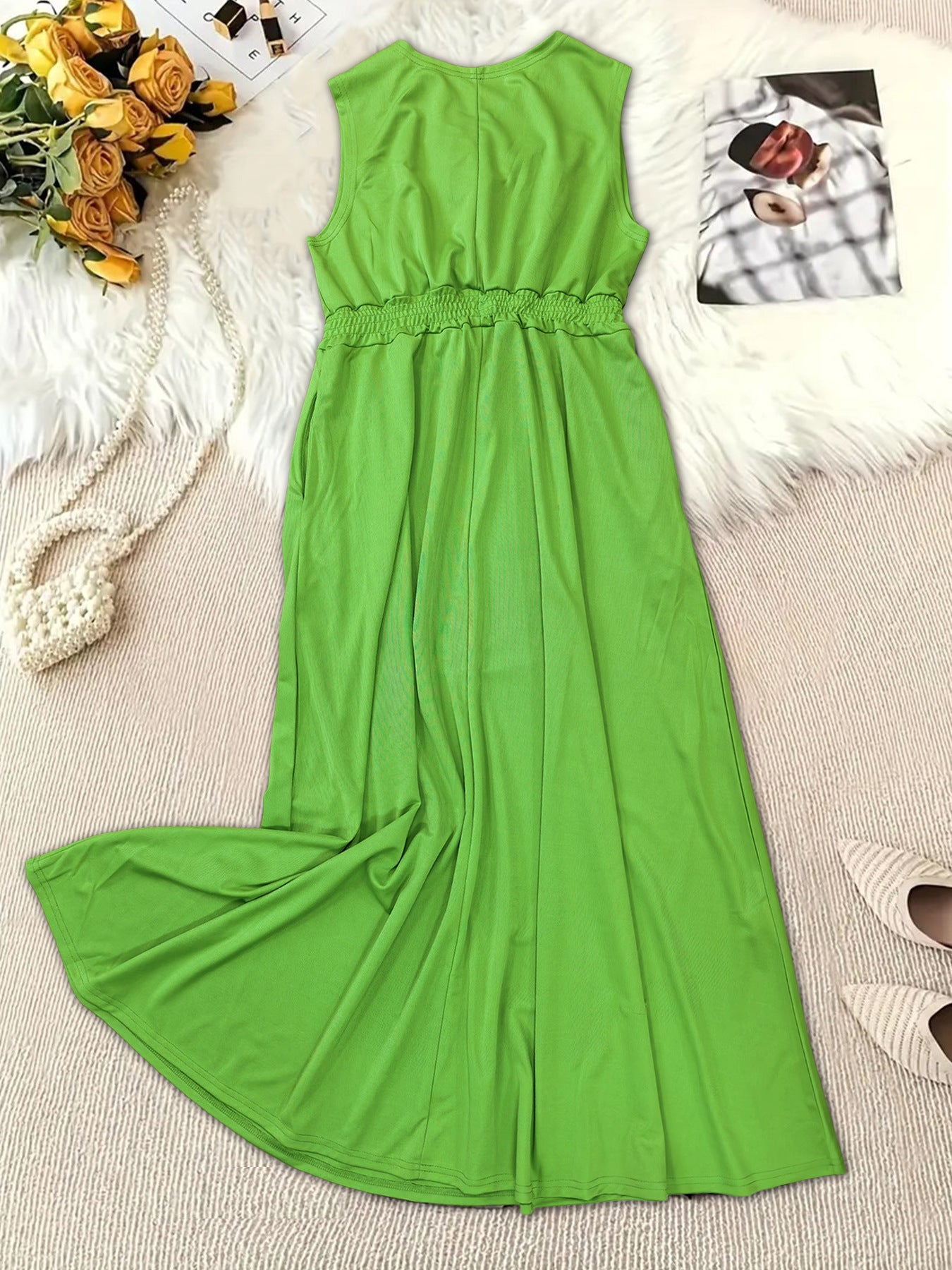 Plus Size Women Summer Solid Sundress 5