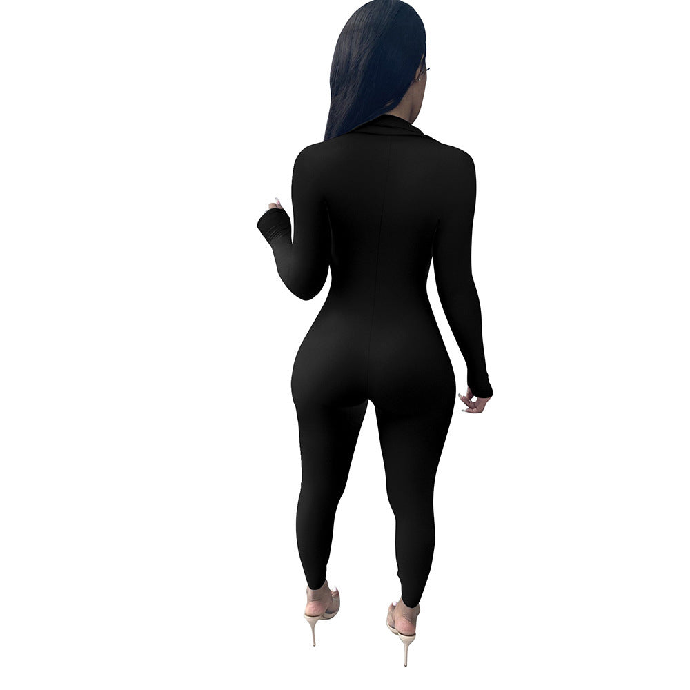 Women Autumn Zipper Jumpsuit 9