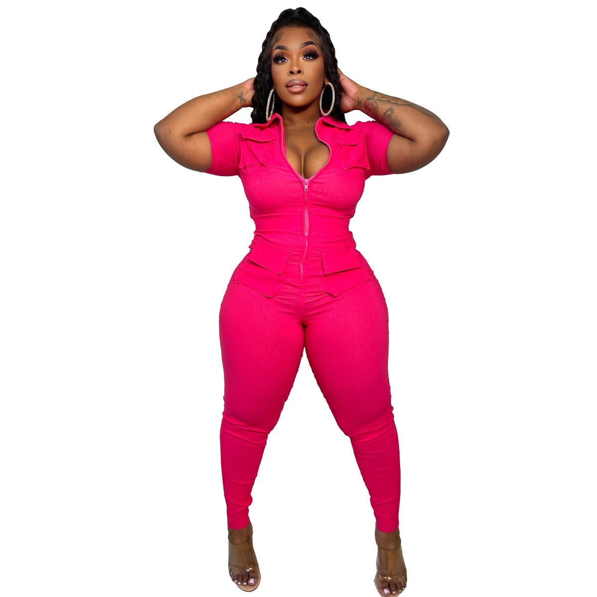 Women's Sexy Zip Pocket Jumpsuit 12
