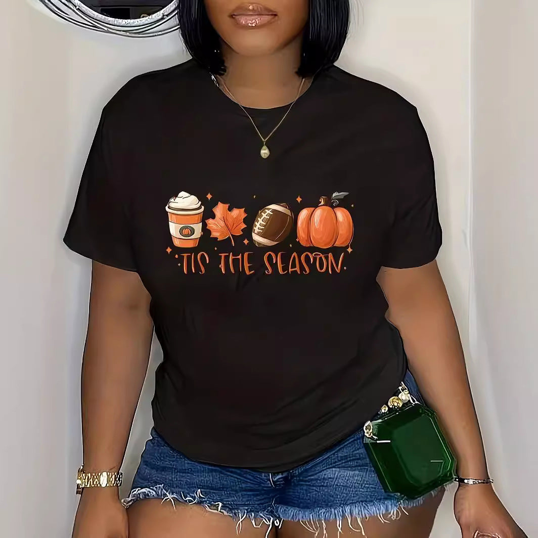 Plus Size Women's Fashion Style Trendy Printed Summer Short Sleeve T-Shirt 5