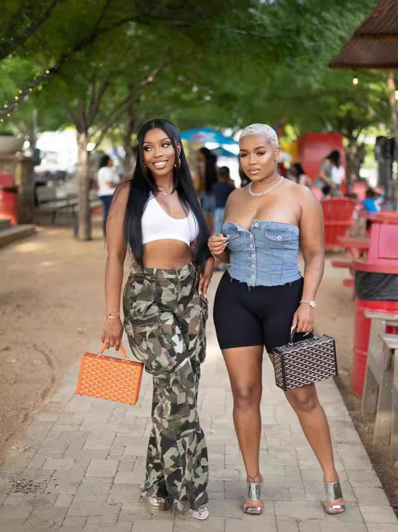 Spring Summer Fashion Women's Camouflage Cargo Pocket Long Pants 5